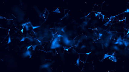 Big data visualization. Science background. Big data complex with compounds. Lines plexus