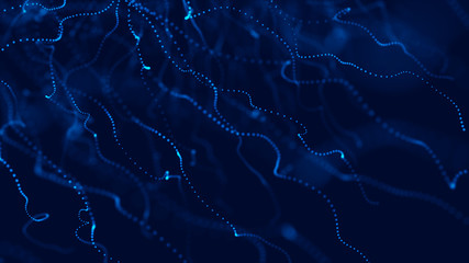 Wave 3d. Big data visualization. Data technology background. Abstract background. 3d rendering. Data array visual concept. Equalizer for music