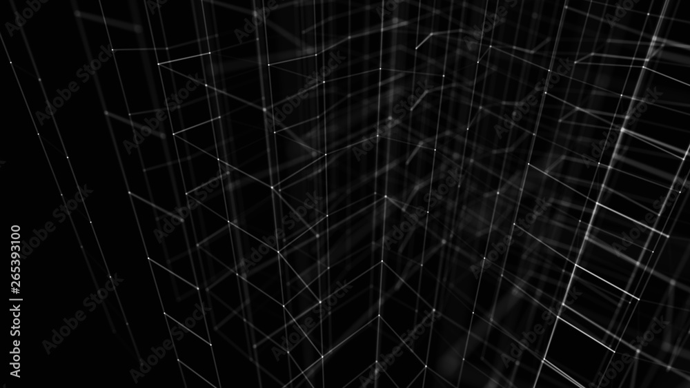 Poster blockchain technology concept. big data visualization. 3d illustration. distributed register technol