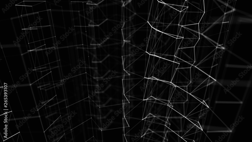 Poster blockchain technology concept. big data visualization. 3d illustration. distributed register technol