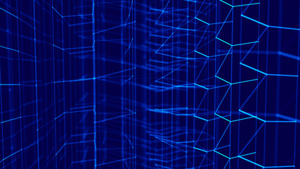 Blockchain technology concept. Big data visualization. 3D illustration. Distributed register technology