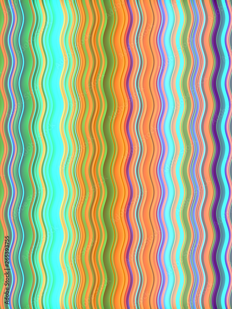 Aufkleber Colored Wavy Background. Dynamic Effect. Design Template. Modern Pattern. 3d rendering
