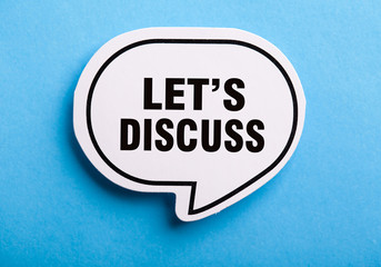 Let Us Discuss Speech Bubble Isolated On Blue Background