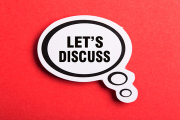 Let s Us Discuss Speech Bubble Isolated On Red Background