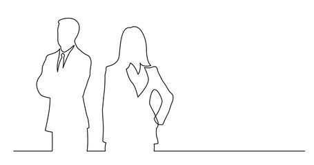 continuous line drawing of couple of business people together