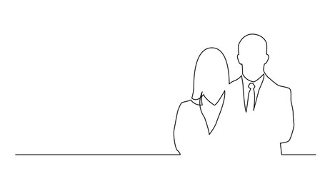 continuous line drawing of couple of business people