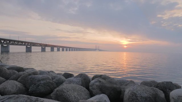 Oresundsbron at sunset.