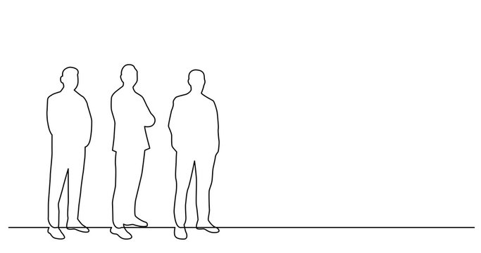 Continuous Line Drawing Of Group Of Three Men Standing Together