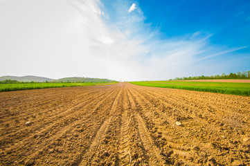  farm field lines of arable land 