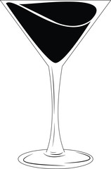 Martini Glass black isolated on white background