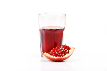pomegranate juice isolated on white background.