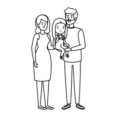 parents couple with daughter characters