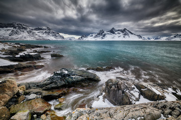 Winter landscape of Norway lofotens