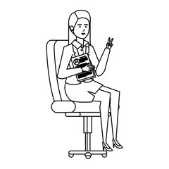 elegant businesswoman sitting in office chair