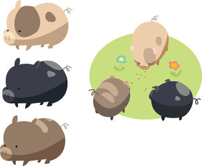 かわいい仔豚のイラスト