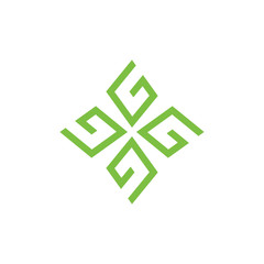 square geometric leaf line logo vector
