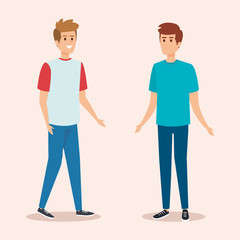 cute boys with casual clothes and hairstyle