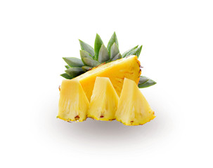 slice pineapple isolated on white background