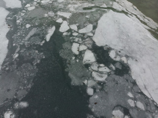 Ice on surface of Beisfjord from top view