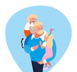 father with son and daughter characters