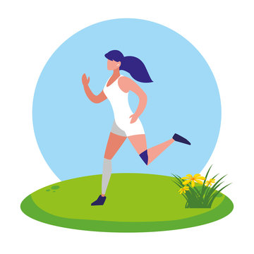 athletic woman running in the camp