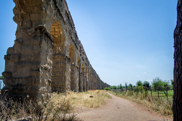Fototapeta na wymiar Beside famous aqueducts of Rome
