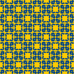 Blue pattern on yellow background. Seamless Pattern. Vector Illustration. 
