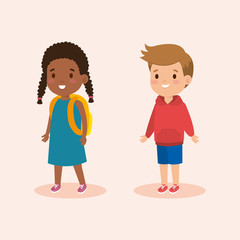 boy and girl with fashion casual clothes