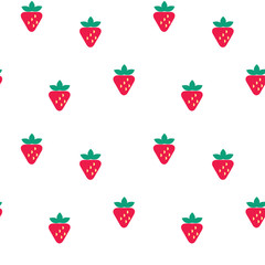 Strawberry with leaf seamless pattern