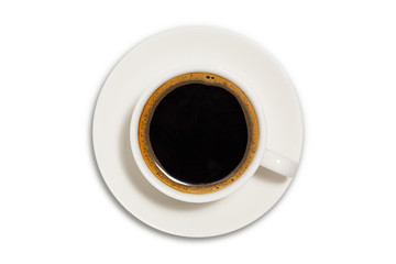 Fototapeta na wymiar black coffee in a coffee cup top view isolated on white background. with clipping path.