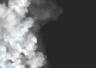Transparent special effect stands out with fog or smoke. White cloud vector, fog or smog.