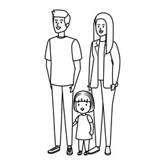 parents couple with daughter characters