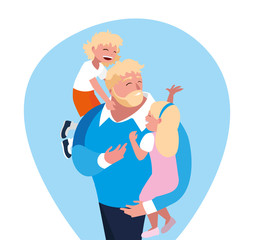 father with son and daughter characters