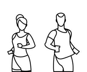 athletics couple running characters