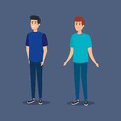 nice boys with casual clothes and hairstyle