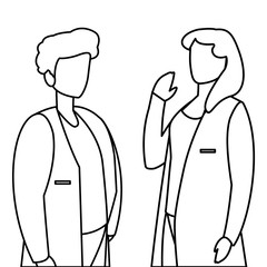couple medicine workers with uniform characters