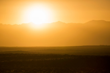The sun peered over helan peak.