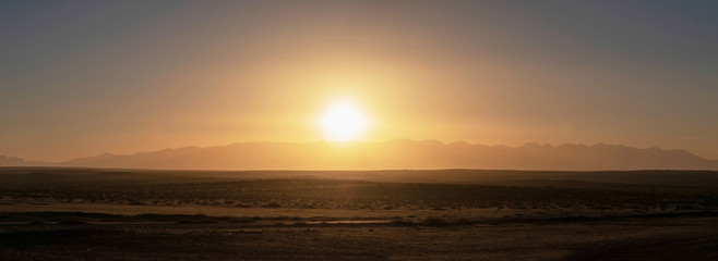 A panorama of helan mountain at sunrise.