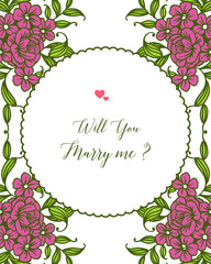 Vector illustration design artwork purple wreath frame for writing will you marry me