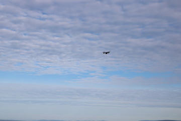 Drone Flying  Cloudy Sky Background 2