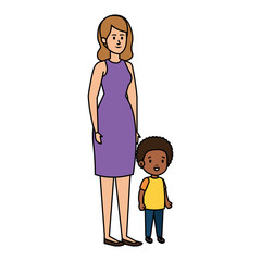 young mother with afro son characters