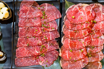 Raw beef slice for barbecue