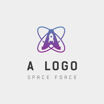 Space Force Logo A Initial Design Galaxy Rocket Vector In Gradient Background