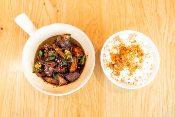 dried bak kut teh with rice