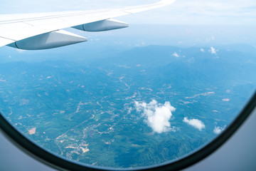 Naklejka na ściany i meble beautiful sky view from airplane window
