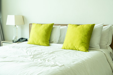 pillow on bed decoration in bedroom interior