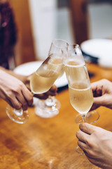 Corporate party sparkling champagne glasses
