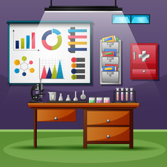 Health laboratory room with Glassware and equipment for experiments