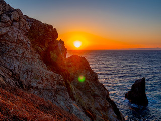 【伊豆半島ジオパーク】静岡県西伊豆黄金崎の夕景【冬】