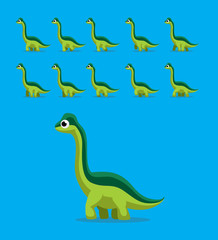 Animal Animation Sequence Dinosaur Brachiosaurus Walking Cartoon Vector